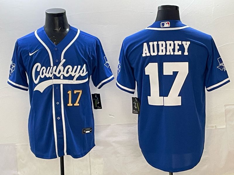 Men 2025 Dallas Cowboys #17 Aubrey blue Joint Name Nike Limited NFL Jersey style 031